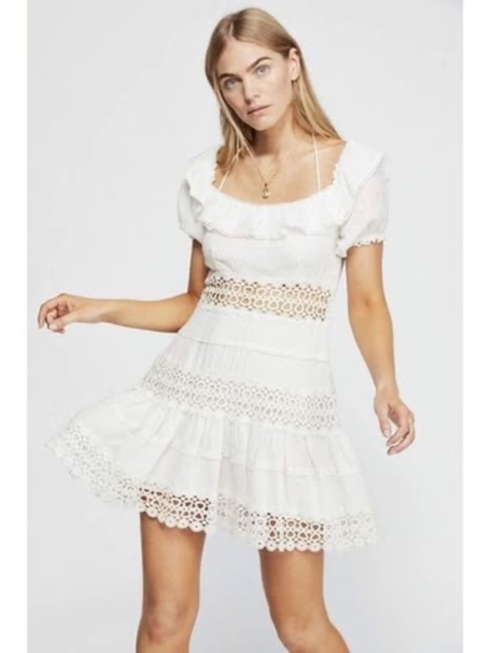 Free People  Free People Cruel Intentions White Lace Mini Dress